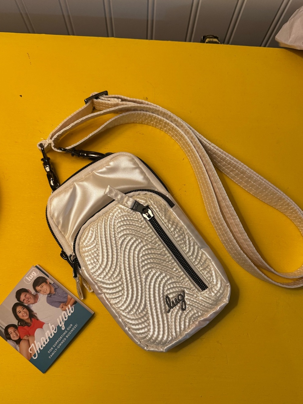 Lug Pitter Patter Crossbody Bag 
Metallic Pearl Quilted Crossbody Bag